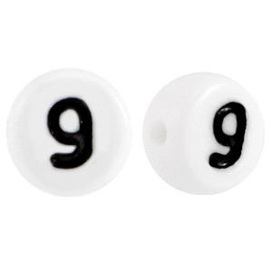 Abalorios acr&iacute;lico n&uacute;mero 9 blanco