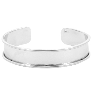 Pulsera base met&aacute;lica DQ (para cord&oacute;n/cuero 10mm) plata (sin n&iacute;quel)