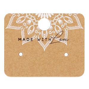 Tarjetas de joyer&iacute;a "made with love" m&aacute;ndala marr&oacute;n