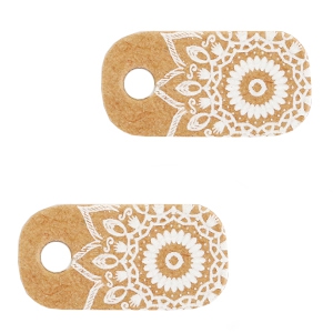 Tarjetas de joyer&iacute;a 'made with love" m&aacute;ndala marr&oacute;n