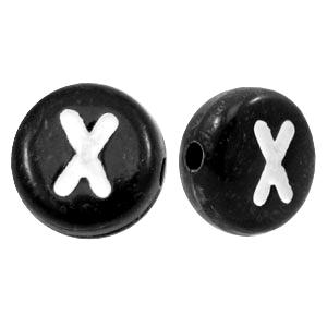 Abalorios alfabeto acr&iacute;lico letra X negro