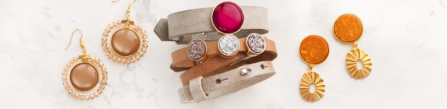 Engaste / corredera Cuoio para cuero 15mm y cabuch&oacute;n 20mm