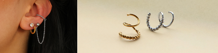 BY31&reg; Nuevos pendientes de espiral y earcuffs