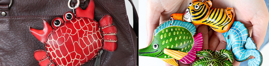 Nuevas monederos y llaveros de cuero
